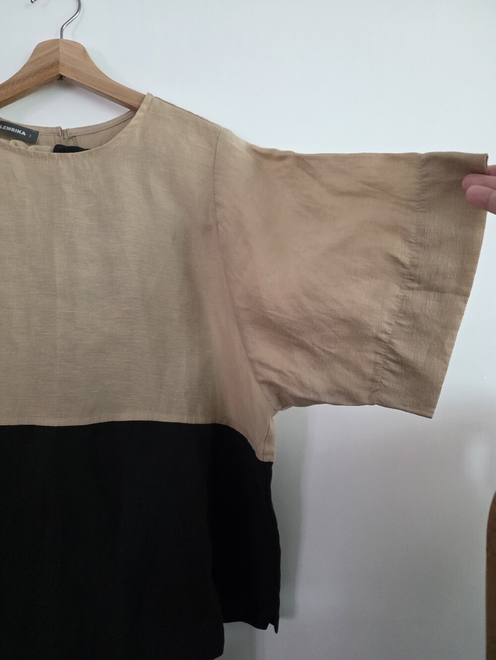 Two Piece Linen, Black Tan Designer Set, Made In Israel. - Picture 3 of 8